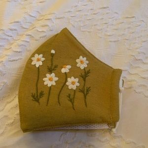 NEW Never worn Facemask Handmade embroidered Daisy